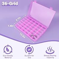 Vista 2 de Contenedor de Uñas Falsas, Cosics Caja de Almacenamiento de Arte de Uñas de Plástico Rosa Brillante con 36 Rejillas y Divisores Ajustables, Estuche