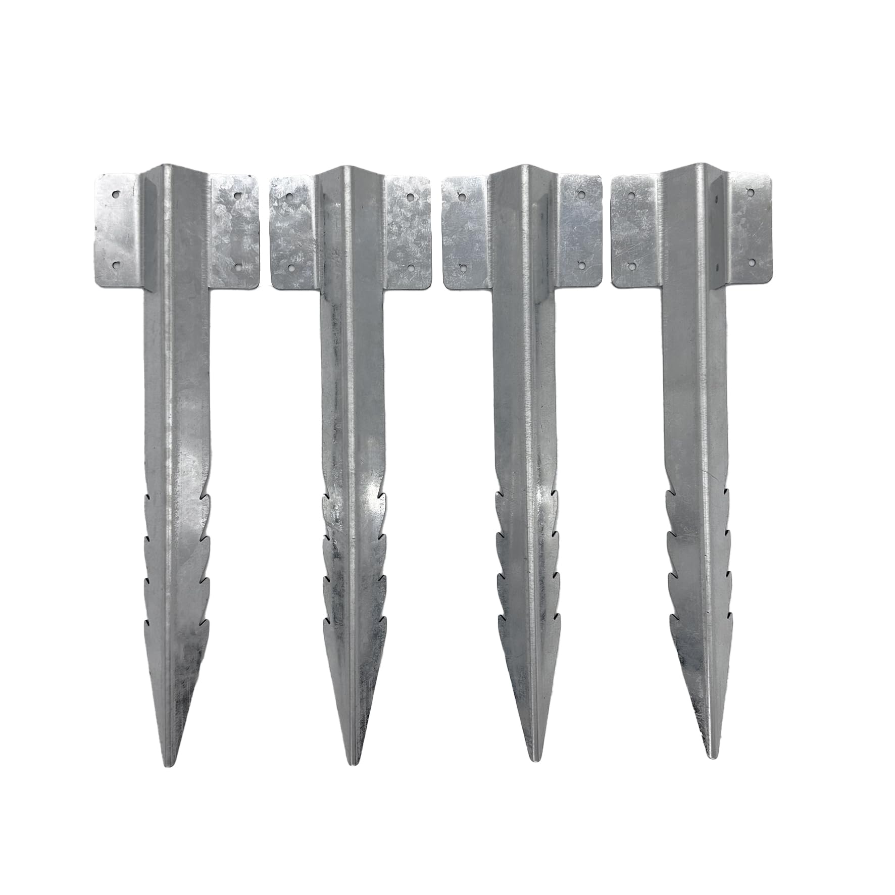 Nicoman Railway Sleeper Brackets, Heavy Duty Metal Galvanised Steel Garden Edging Stakes with Screws, Sawtooth Design for Raised Beds, Borders and Landscaping (Silver, Pack of 4)