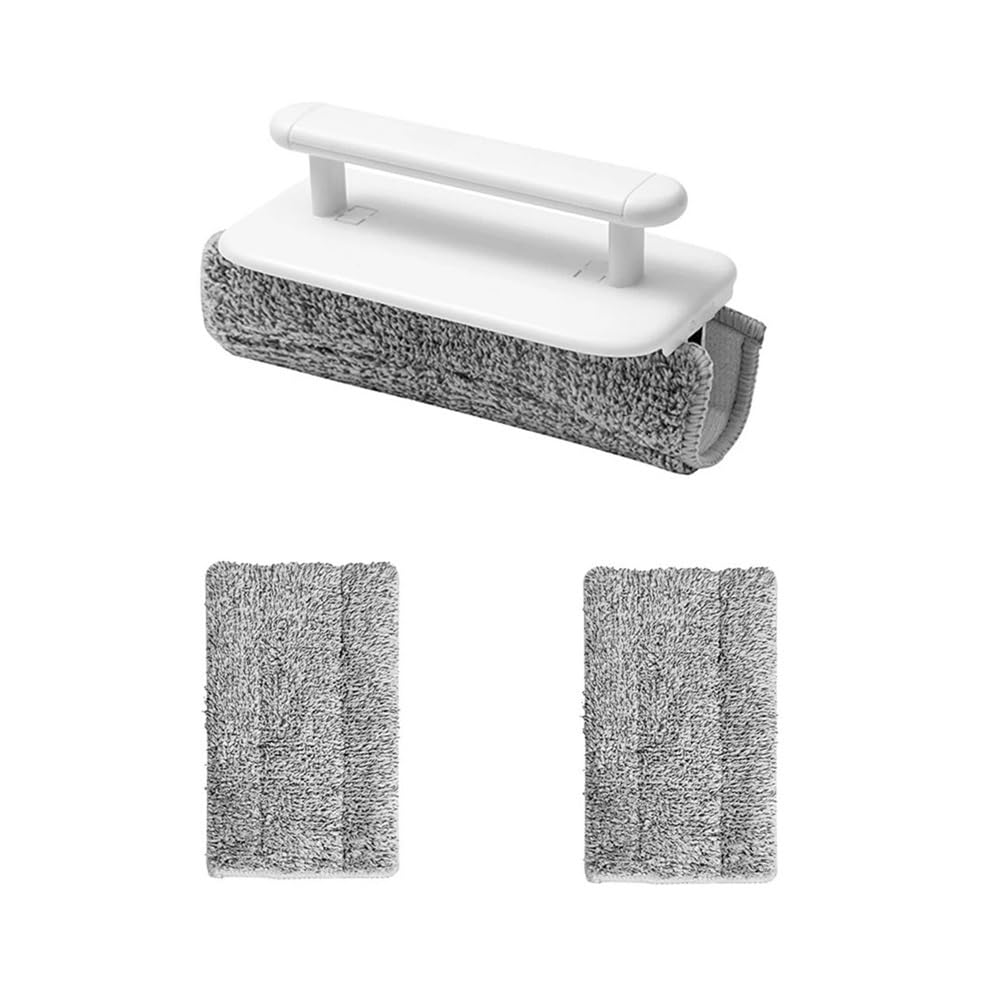 Sunrrafck White 1Pc Groove Brush+2Pcs Replacement Pads Detachable Window Cleaning, For Sills, Corner For Doors And Windows, Water Scraper