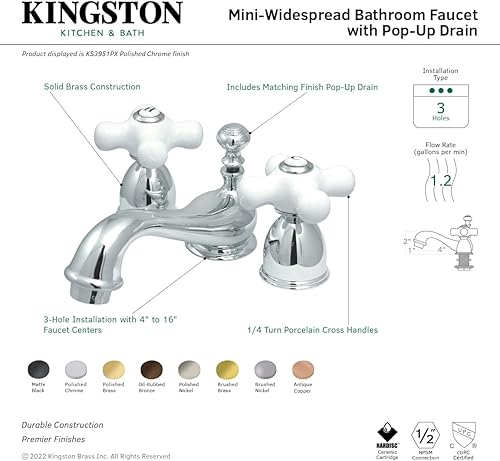 Miniatura 3 de Elements of Design Nuvo Elements of Design ES3952PX Chicago - Mini grifo de lavabo generalizado de 2 manijas de 4 a 8 pulgadas con ventana emergente