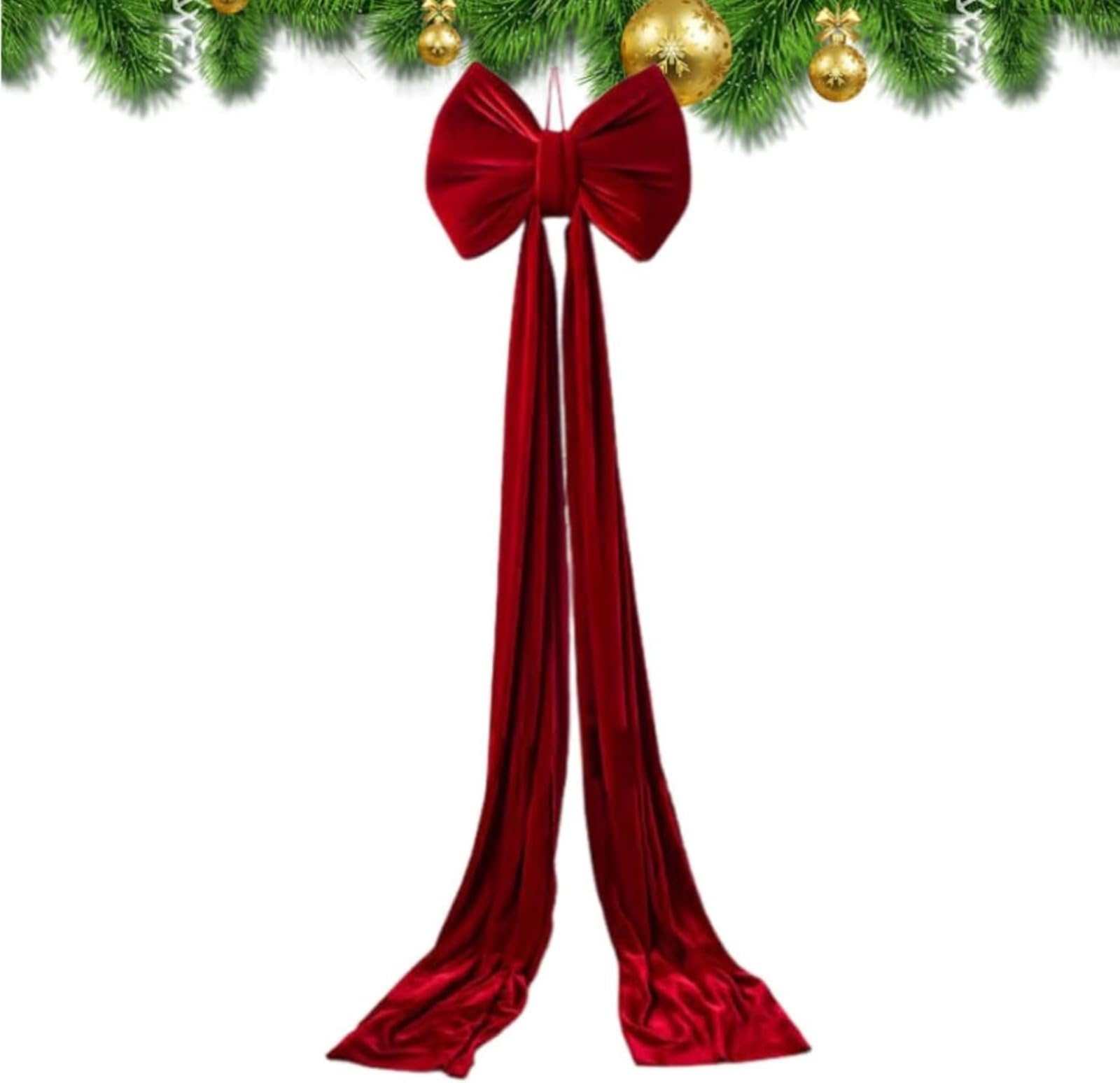 Genérico Extra große Samtschleife für Weihnachtsbaumspitze, 80/110/160/200 cm, große rote Schleifen für die Baumspitze, Weihnachtsdekoration für Zuhause, Hochzeiten und Partys