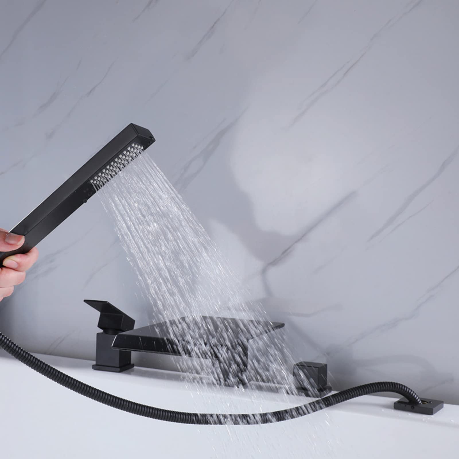 Set Moderno di Miscelatore Doccia/Vasca a Cascata a 4 Fori - Rubinetto di riempimento Vasca di Lusso con Flusso Regolabile - Elegante e Facile da installare per bagni Raffinati