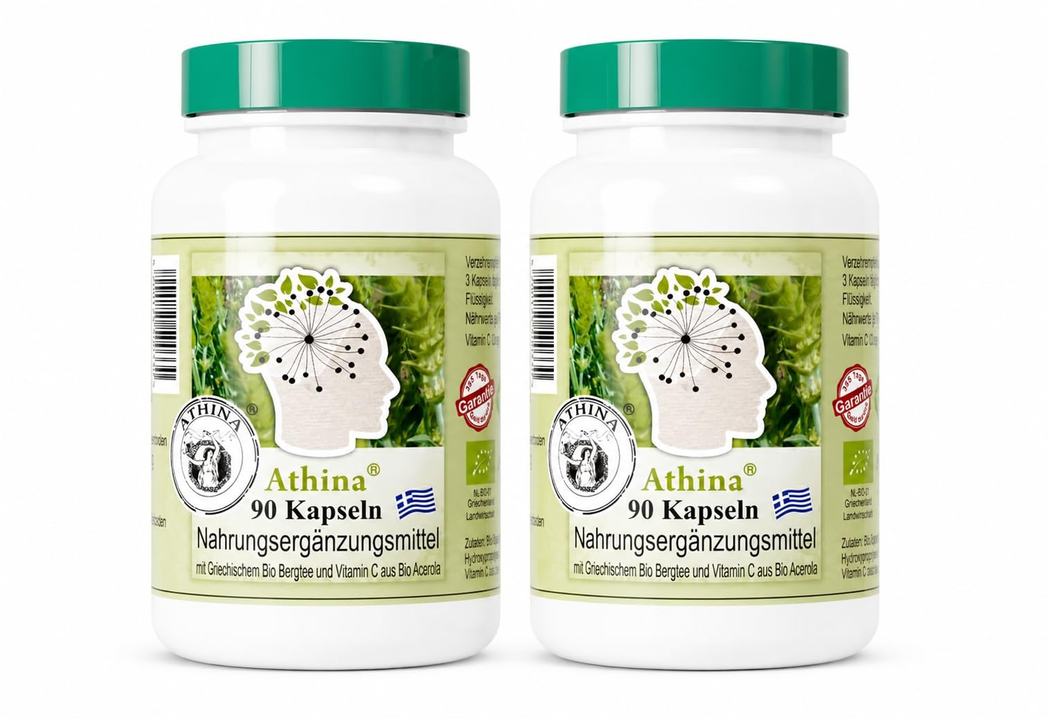 Athina® Griechische Eisenkraut Bergtee Kapseln Bio DE-ÖKO-006 90 Stück Sideritis Scardica Vegan Premium Qualität (90 stück, (180 stück, (2er Pack))