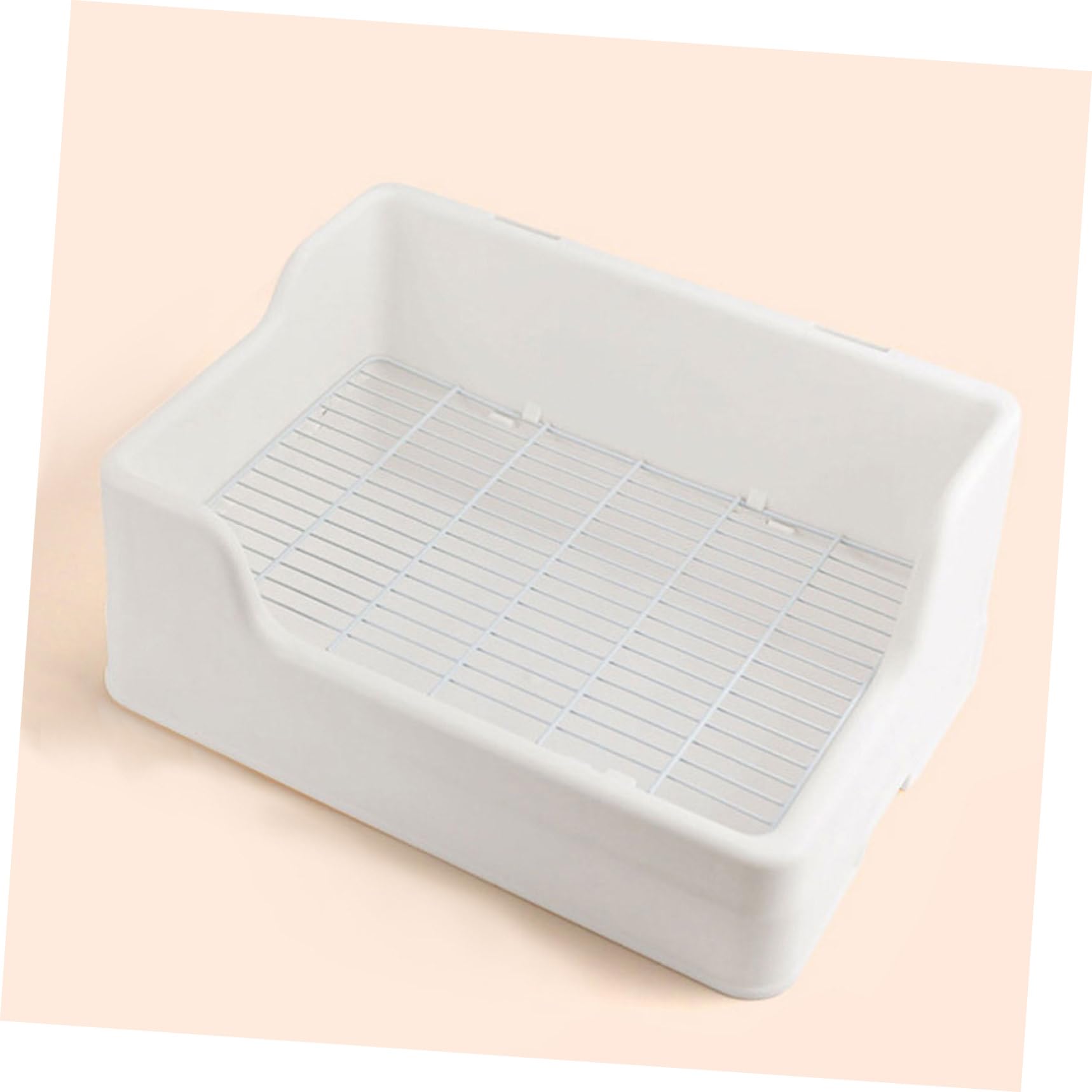 Abaodam Lettiera per Coniglio in Plastica Bianca, Facile da Pulire Rete a Maglia Adatta, Design Separato in Due Parti per Animali Domestici in Gabbia