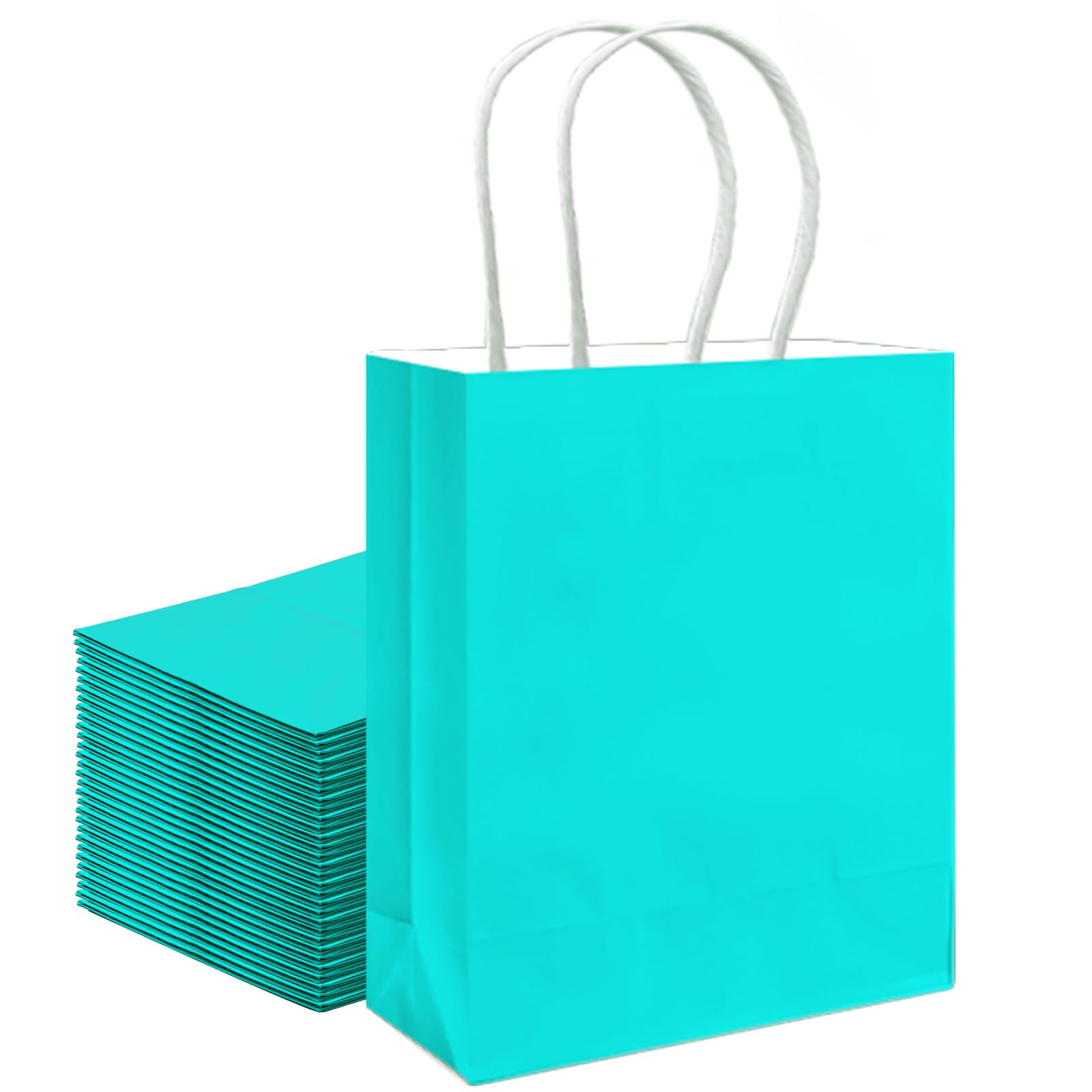 qiqee 30PCS Medium Gift Bag with Handles Bulk 11"x5"x8" Gift Bags Bright Green Bags Multiple Uses (Medium Size)