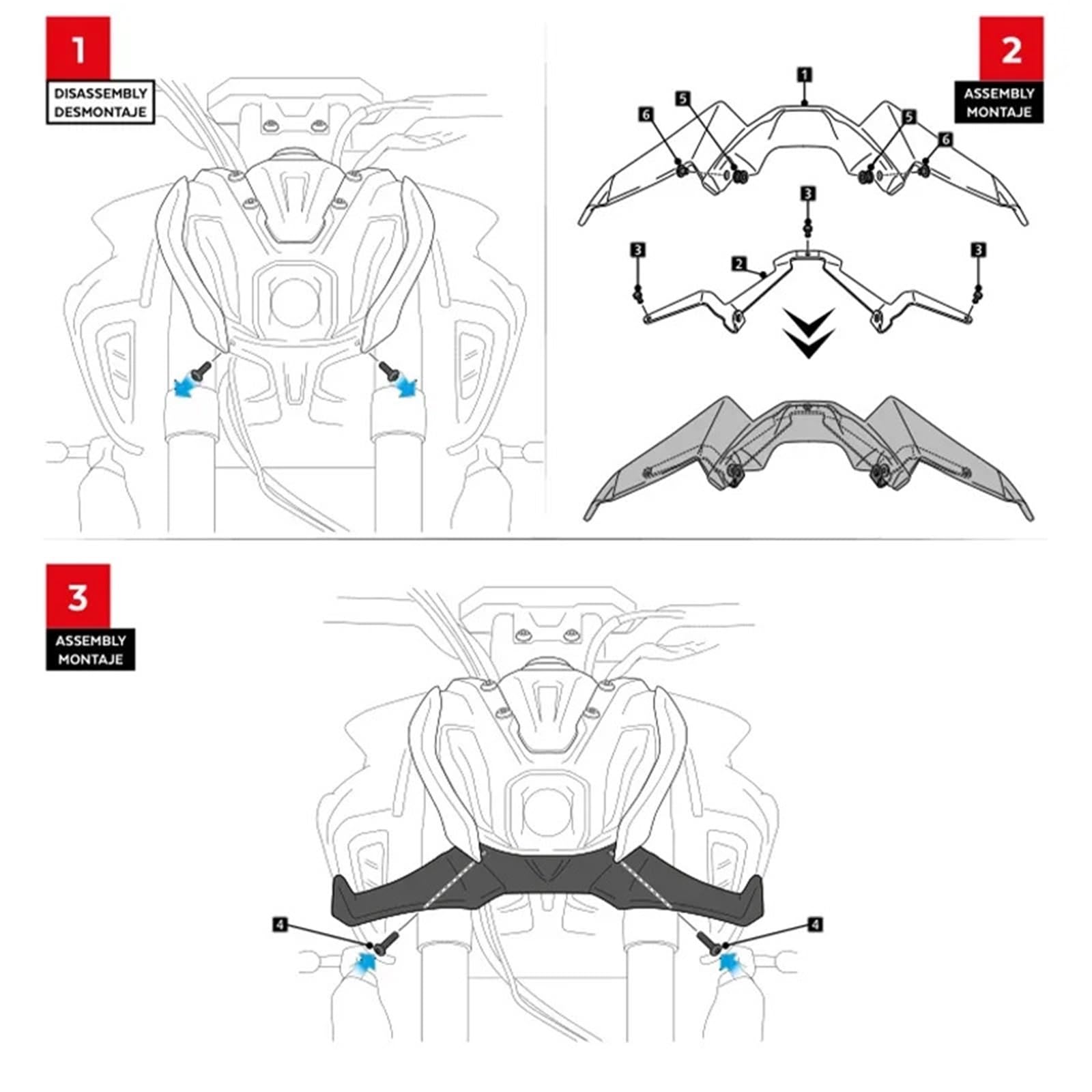 Front Bumper Splitter dachowy Pasuje do motocykla YAMAHA MT 07 2021-2023 Naked Front Downforce Spoiler Winglet Aerodynamic Wing Kit