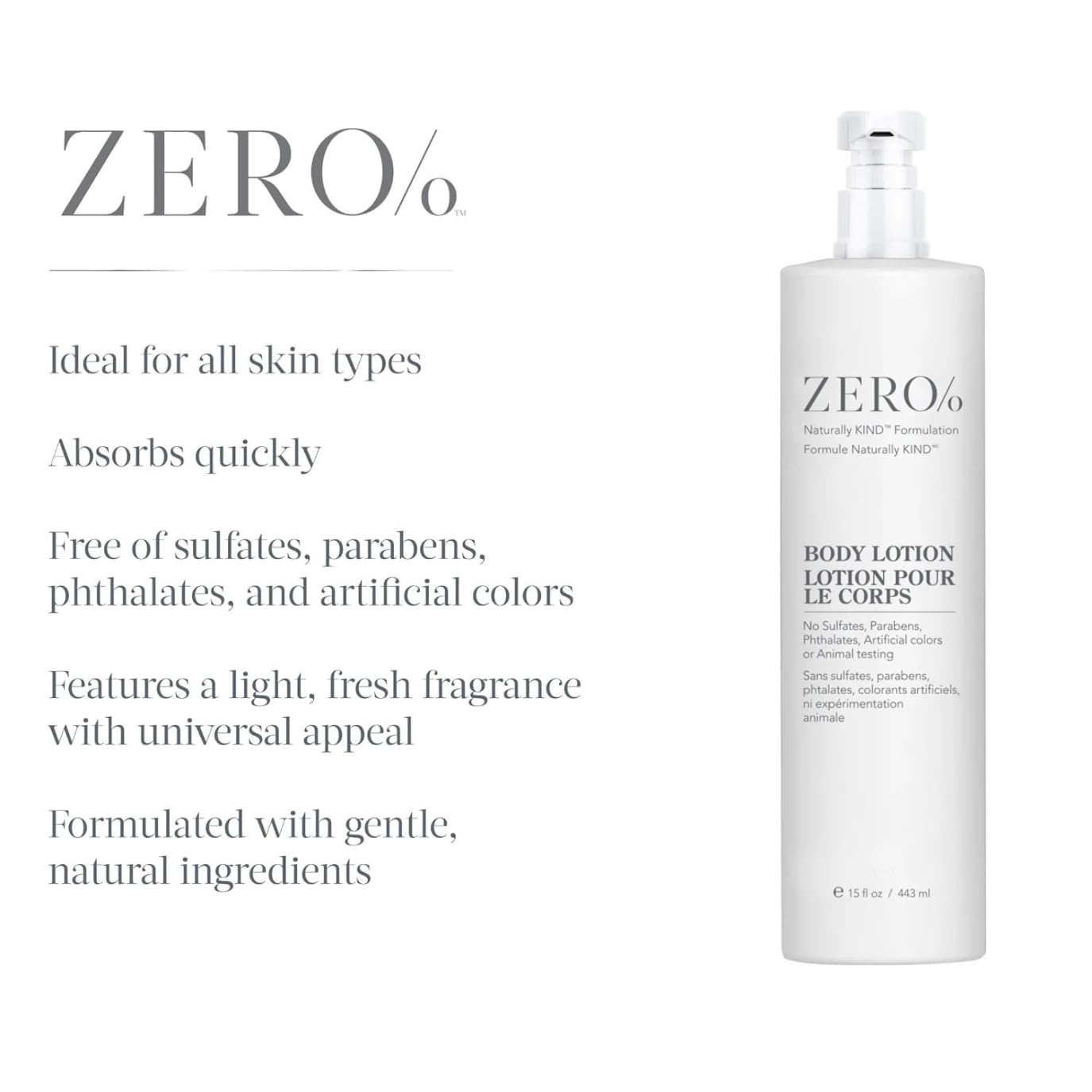 ZERO% by Gilchrist & Soames Naturally KIND Body Lotion, 15 fl oz