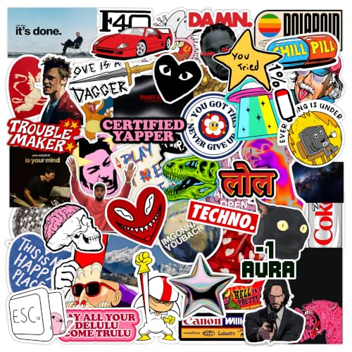 Image of CodersParadise Assorted Vinyl Stickers Pack of 54, Random Decorative Decals for Laptop, Water Bottle, Phone Case, Journal, Notebook, Scrapbook, Luggage, Helmet, Bike and DIY Craft Supplies