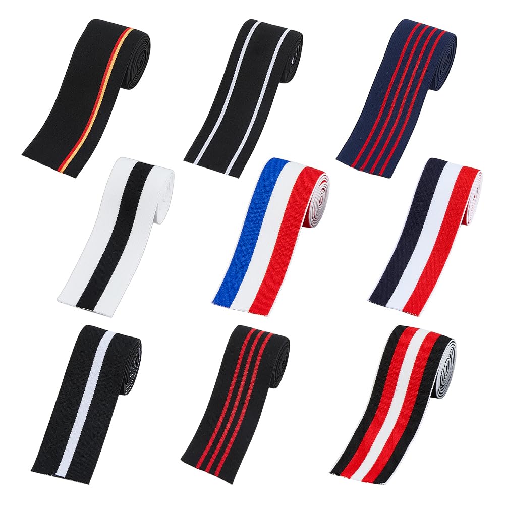 Fascia elastica morbida da 0,9 m in 9 colori, comoda da cucire, con bordo elastico colorato a righe per cucito, artigianato, accessori per abbigliamento, decorazioni per borse