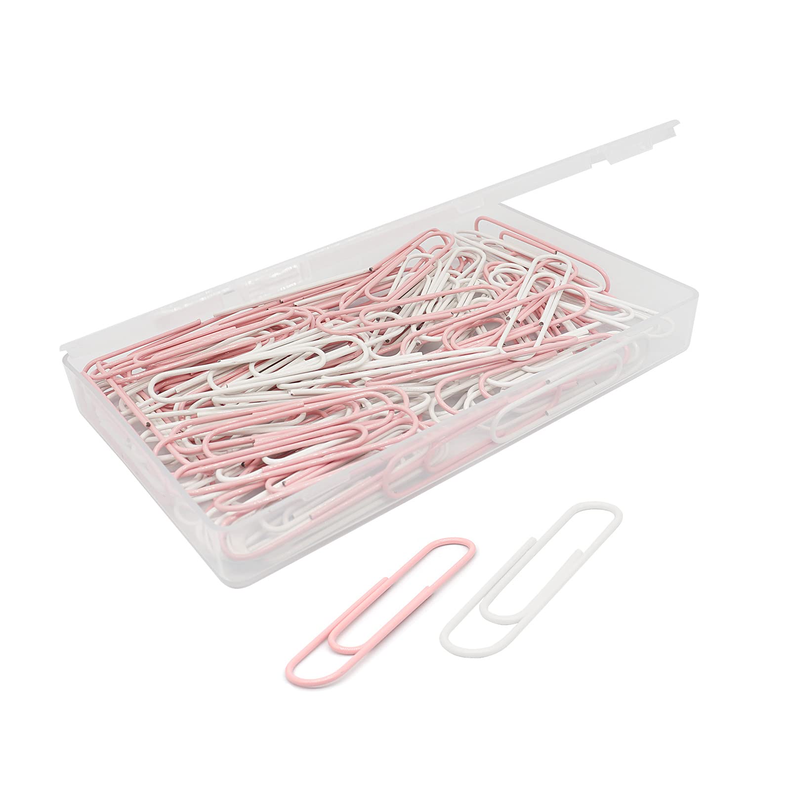 Paper Clip, Large Paper Clips, Jumbo, 50mm, 2 inches, Smooth, 100 Pcs/Box (White and Light Pink)