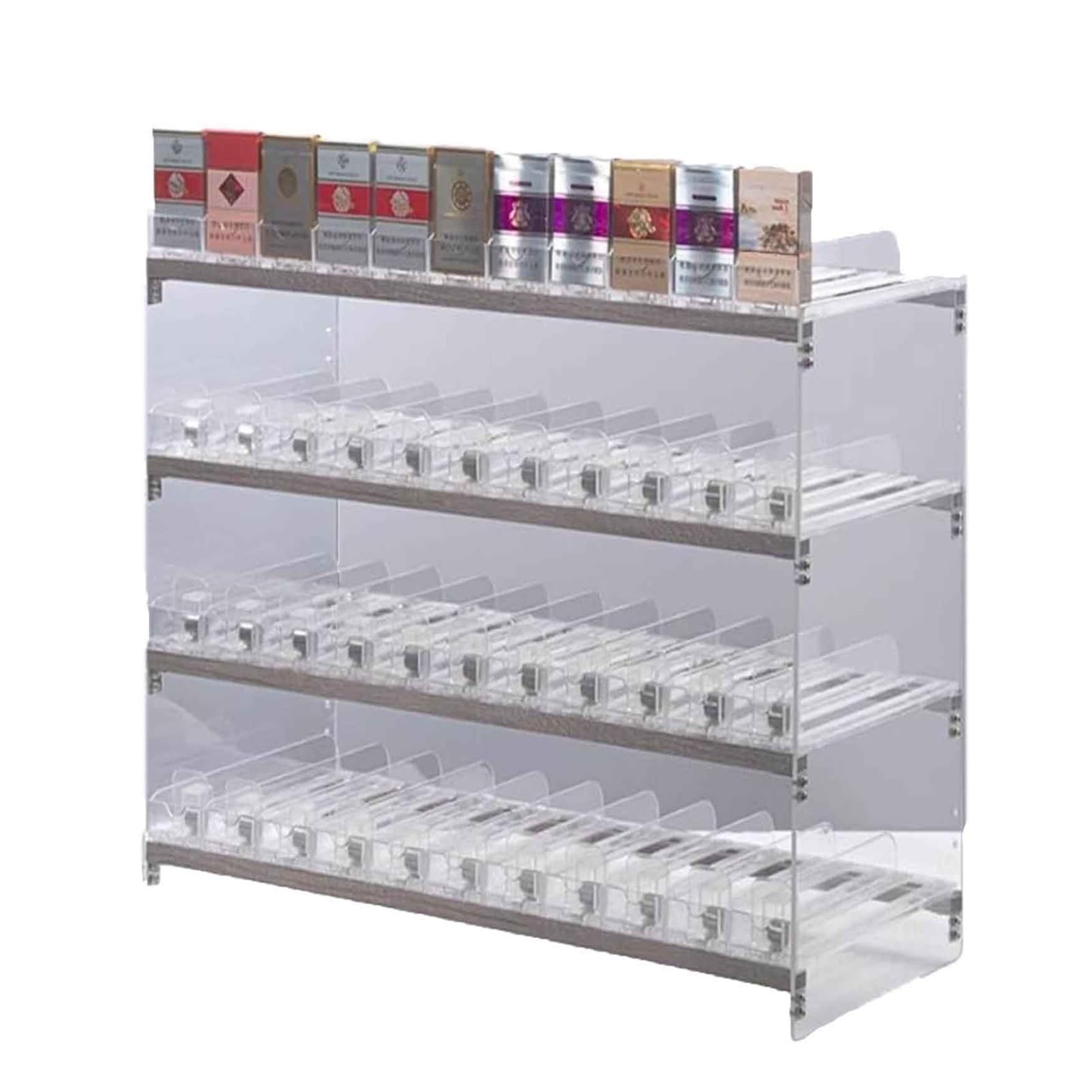Generico Vetrina in Acrilico per Sigarette e fiammiferi, con Sistema di espulsione Automatica, Ideale per Negozi, scaffali rettangolari e Organizer per supermercati (49,5x28,4x38,5 cm)