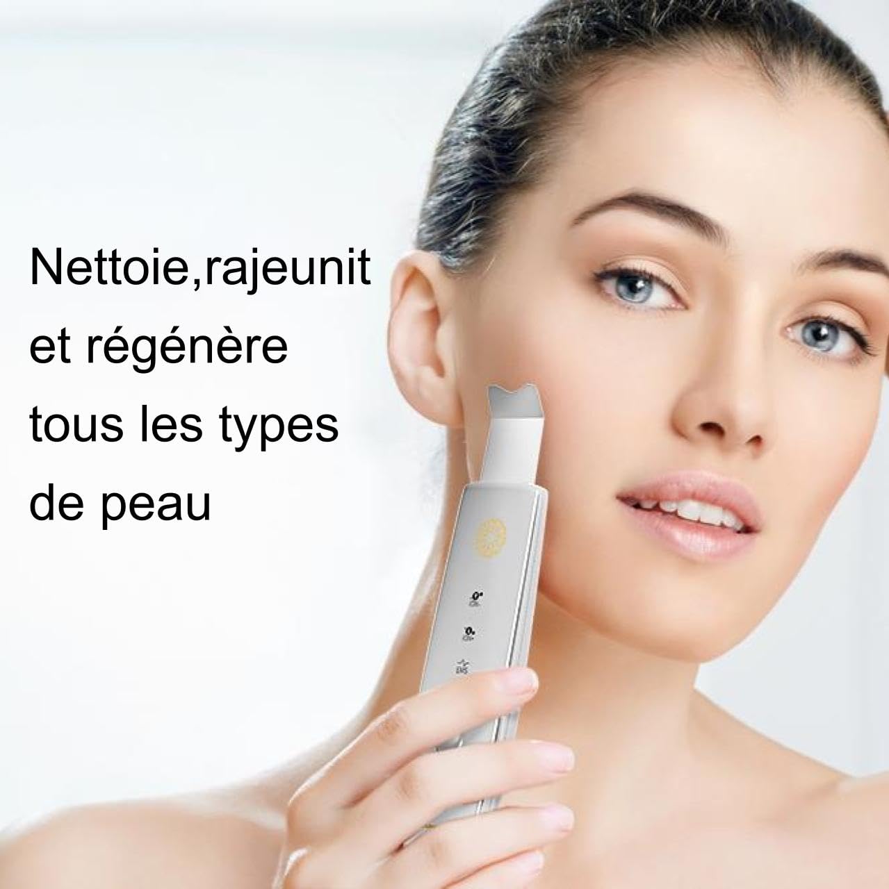 Lumineo Appareil de Gommage à Ultrasons Skin Scrubber 4 Fonctions Ultrasons Ions EMS LED
