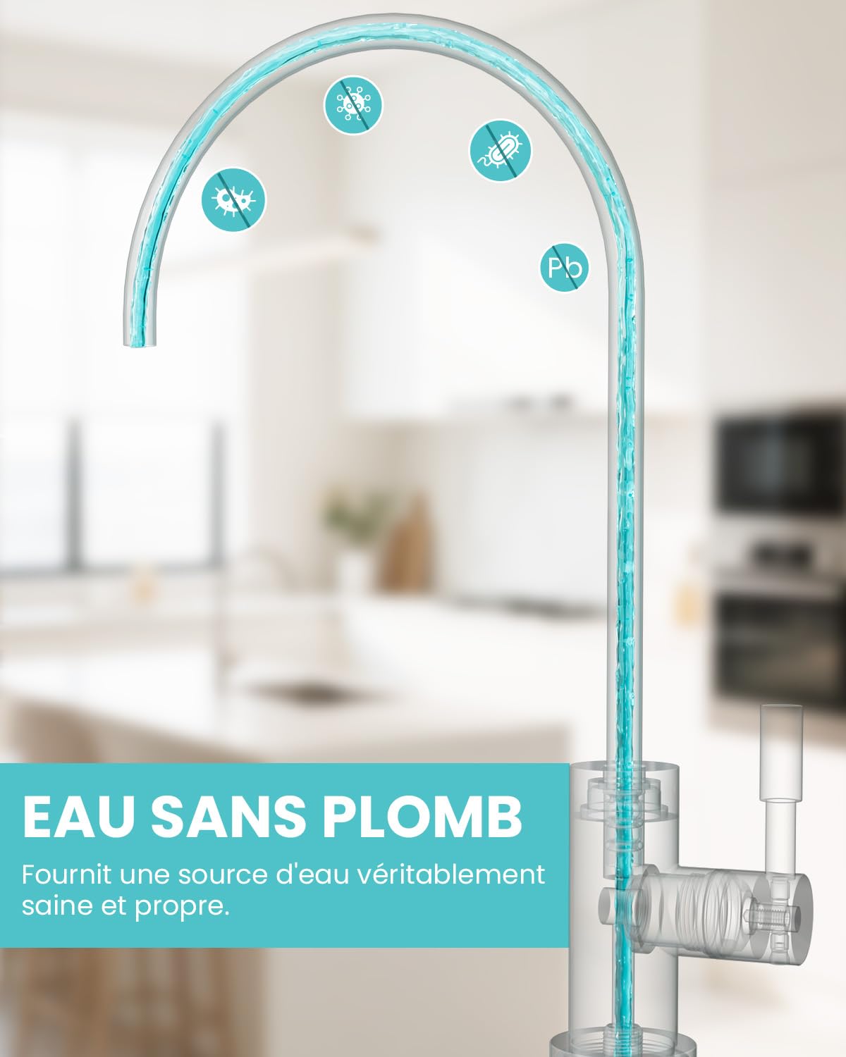 Robinet Cuisine Pour L'eau Potable, Robinet d'Évier Acier Inoxydable