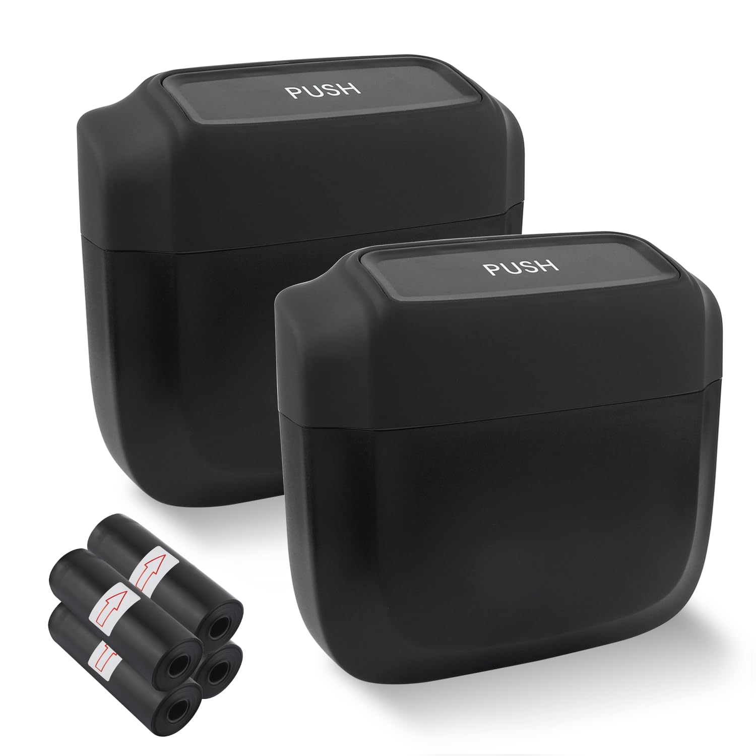 2PCS Car Trash Can with Lid 60PCS Garbage Bags Mini Trash Can Interior Accessories for Door Seat Center