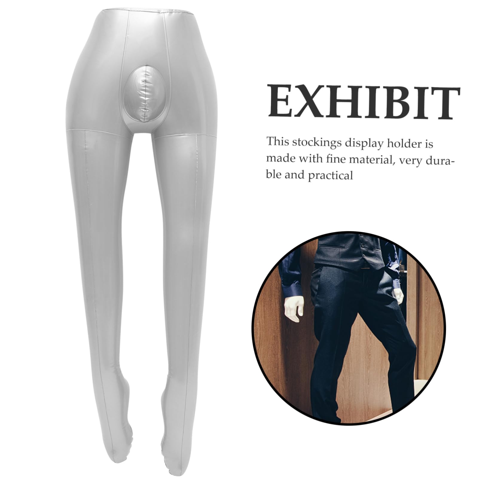 TOPBATHY Mannequin Gonflable Homme en PVC Argenté pour Exposition de Pantalons, Corps Pliable et Gain de Place pour Boutique de Vêtements et Usage Personnel