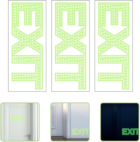 Miniatura 5 de Adhesivo de señales de salida, 3 unidades, calcomanías LED que brillan en la oscuridad, calcomanías de salida de mascotas fotoluminiscentes,