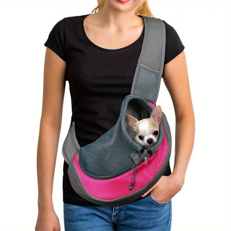 Tragetuch Klein Hund Tragetasche Welpen Umhängetasche Haustier Transporttasche mit Verstellbarer Schultergurt Hundetragebeutel Mesh Hundetrage Outdoor Katzentrage Kleintiere Hundetragetuch Reise