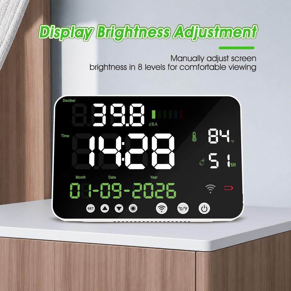Digitaler Schallpegelmesser 30-130dBA Wandmontage | Misst 30-130dBA Schallpegel, für ideal für Büro Lärmkontrolle, präzise Echtzeit-Analyse