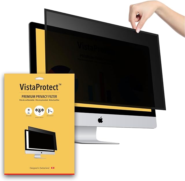 VistaProtect - Premium Privacy Filter & Anti Blue Light Screen Protector for Computer Monitors (21.5" inches)
