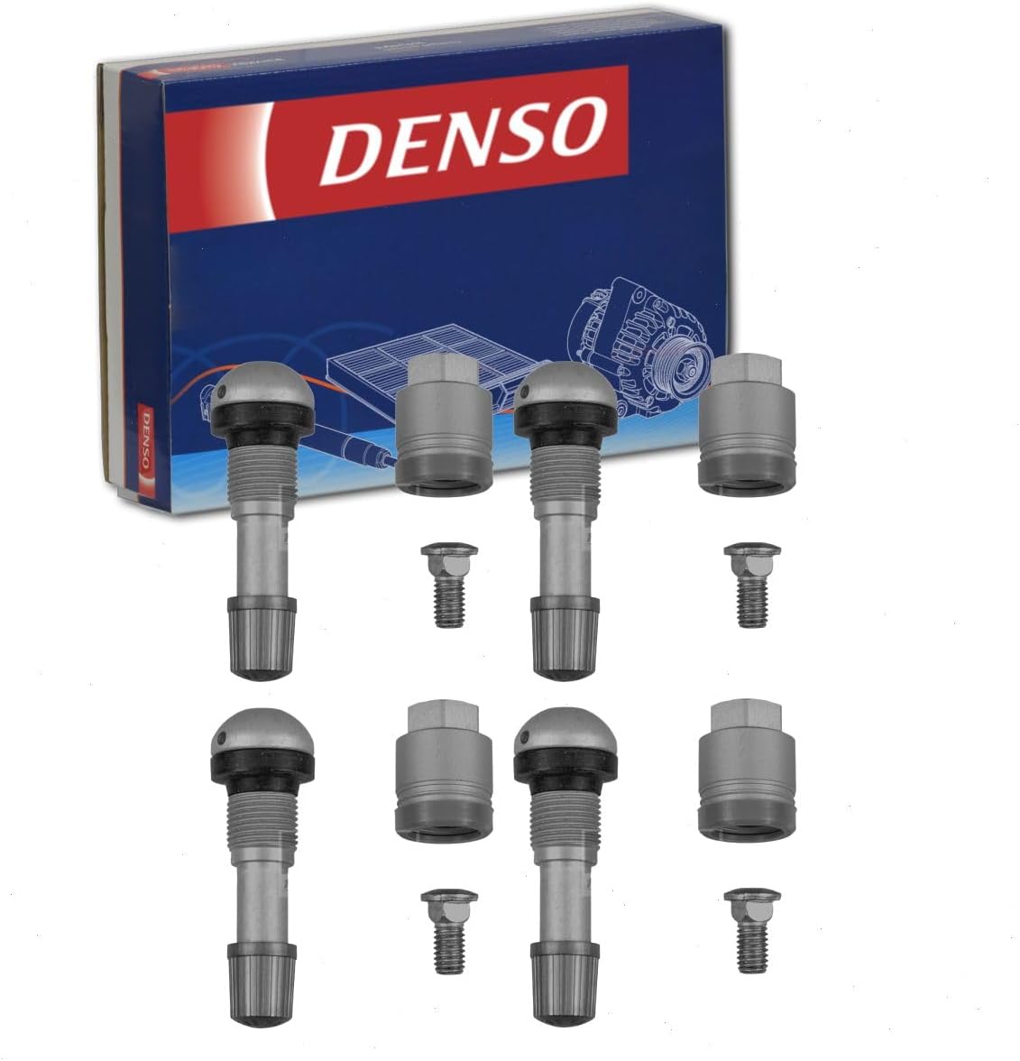 4 pc DENSO TPMS Sensor Service Kits compatible with Hyundai Santa Fe 2006-2010 - 43-Mm