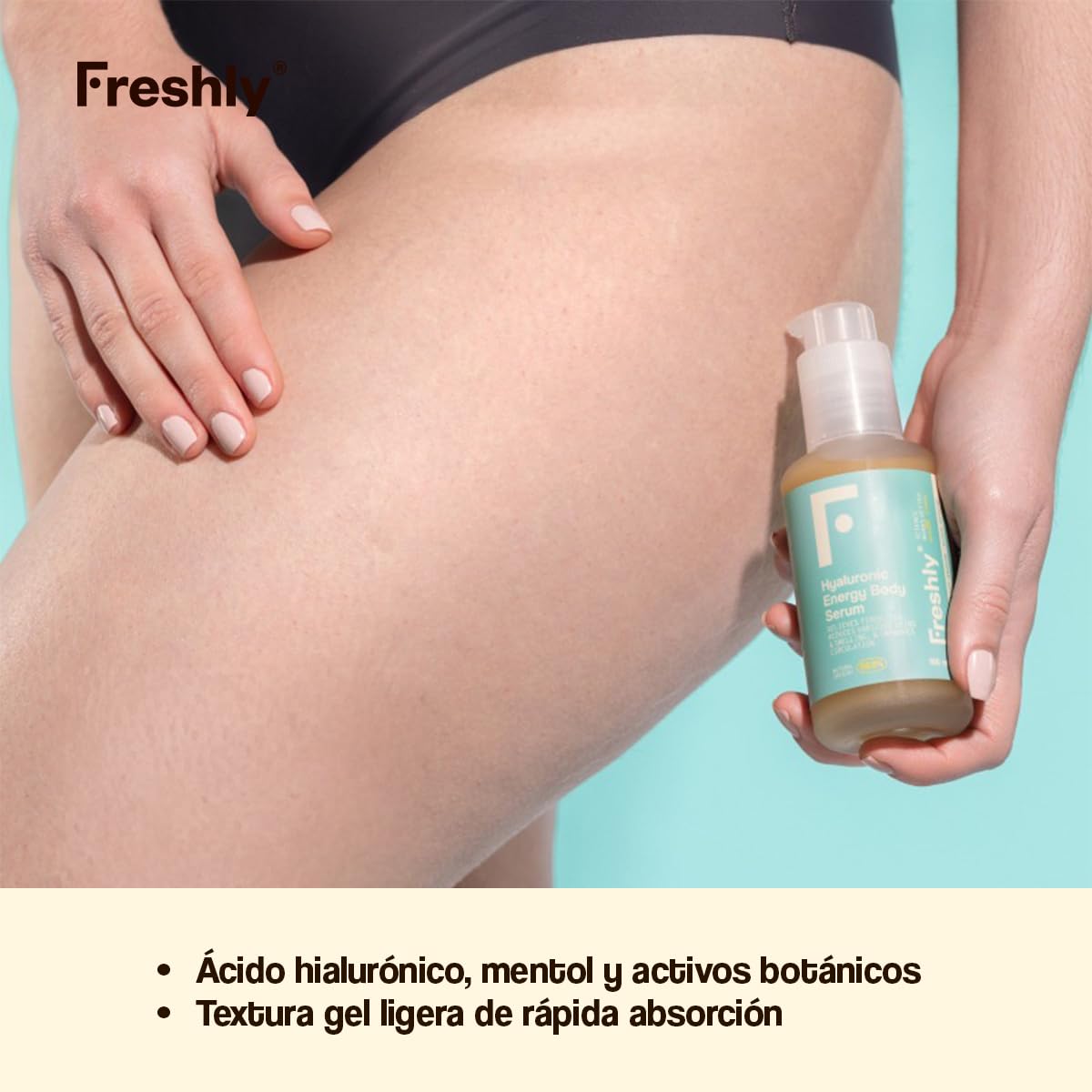 Freshly Cosmetics Hyaluronic Energy Body Serum 100 ml | Sérum Corporal 99,7% Natural con Ácido Hialurónico, Mentol y Activos Botánicos | Efecto Frescor Inmediato e Hidratación Corporal