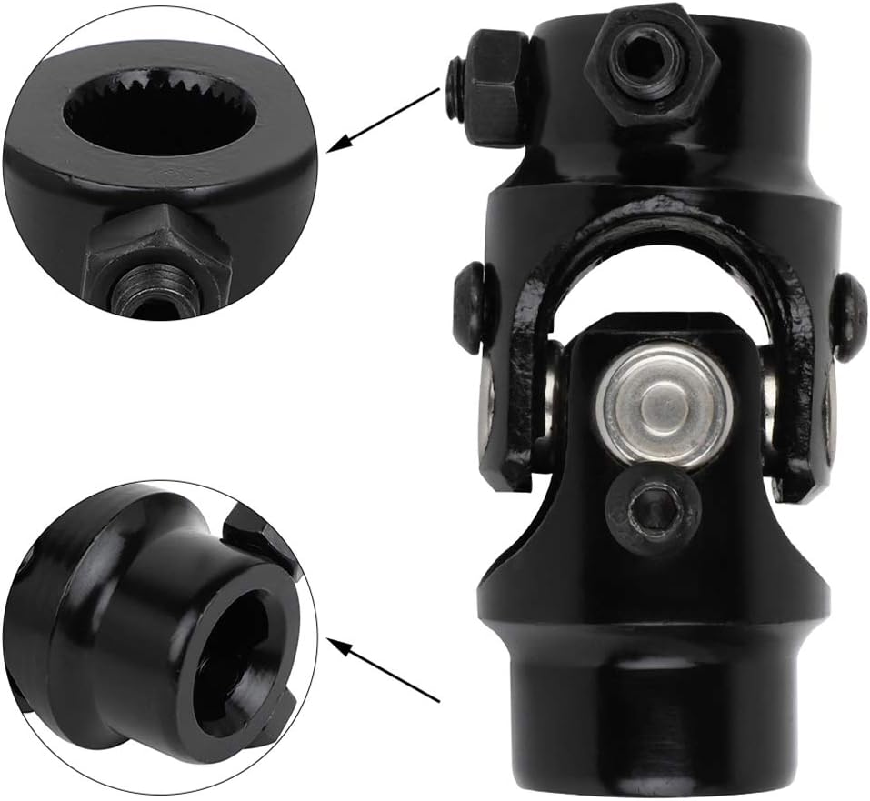ECCPP Black Single Steering Joints 5/8-36 Spline X 3/4 DD Round Universal U-Joint Shaft 83mm