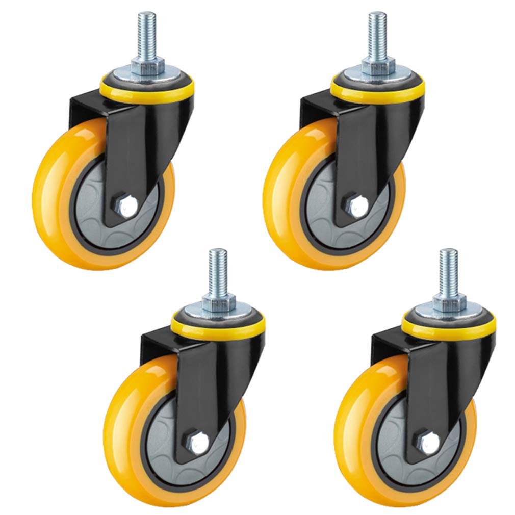 GBRJUYF Heavy Duty Swivel Cs 4 Pack Yellow Polyurethane Furniture Wheels Industrial Trolley Wheels with Double Safety Lock High Performance Rolling Cs for Furniture