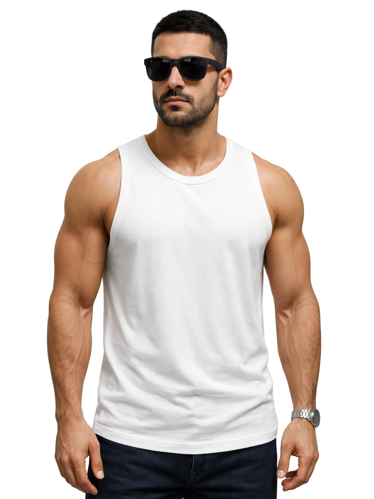 veirdo Men Sleeveless Tshirt, Solid Plain T-Shirt for Men, Cotton Sando for Beach Wear, Gym, Cycling, Running, & Other Sports (Available in White, Black, Swanwhite, Navy, Anthra & Maroon)-picture-30