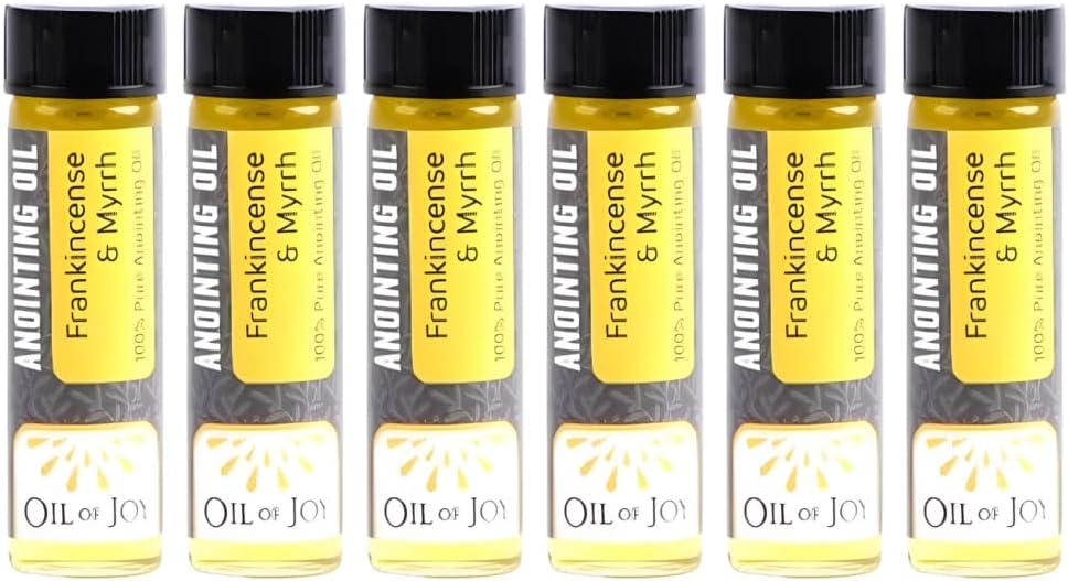 Anointing Oils Frankincense & Myrrh Anointing Oil Set - Earthy, Woodsy Scents for Prayer, Blessings, Healing. 1/4 oz. Bottles, Secure Lids. Set of 6 Anointing Oil for Prayer