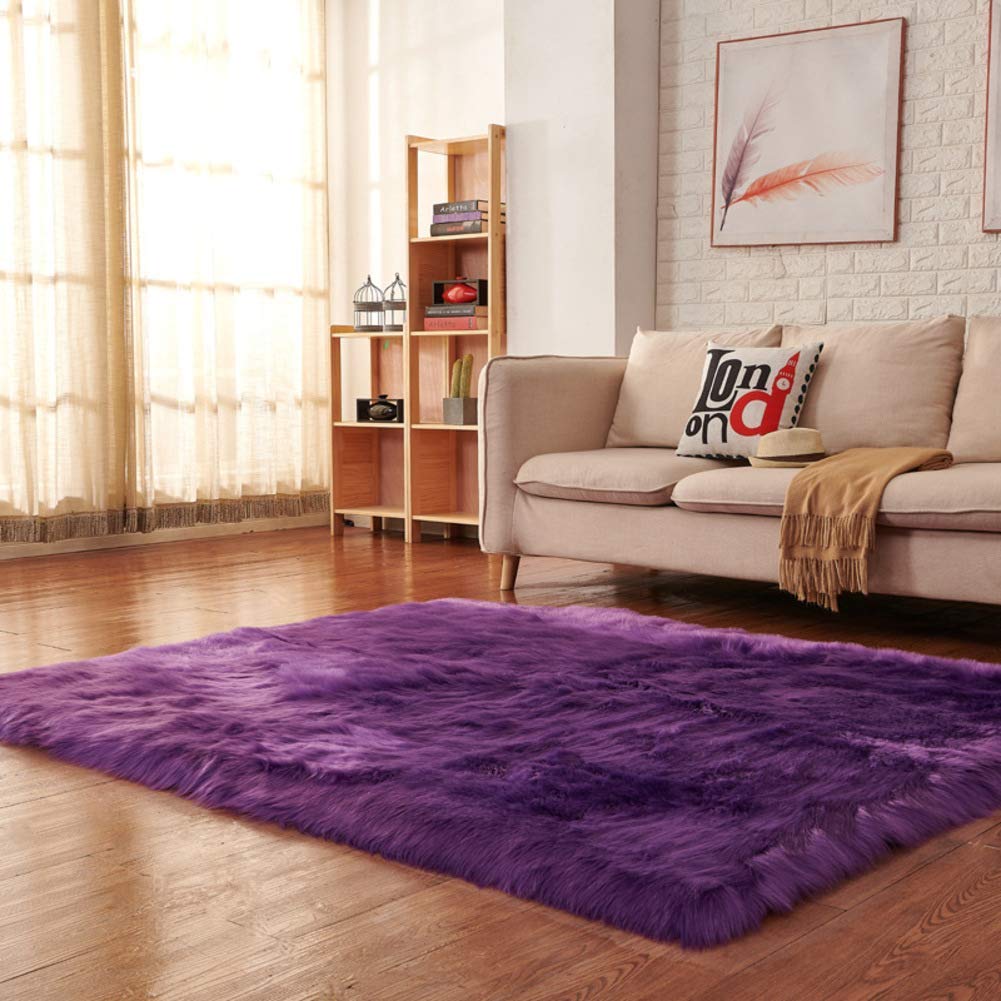 Super Doux Tapis en Fausse Fourrure, Tapis Moderne Moelleux Anti-dérapant Tapis Shaggy Tapis Chambre Salon décor à la Maison Tapis Tapis de Sol-Violet 70x180 cm (28x71 Pouces)