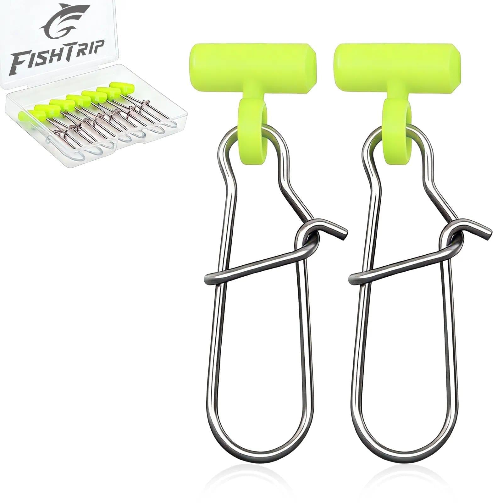 FishTrip Sinker Slides for Fishing Rigs - 25/50/100pcs Duo Lock Snaps for Fishing Line Heavy Duty Weights Sinkers Saltwater Connector Accessories (Green Duo-Lock Snap, S#_25pcs)