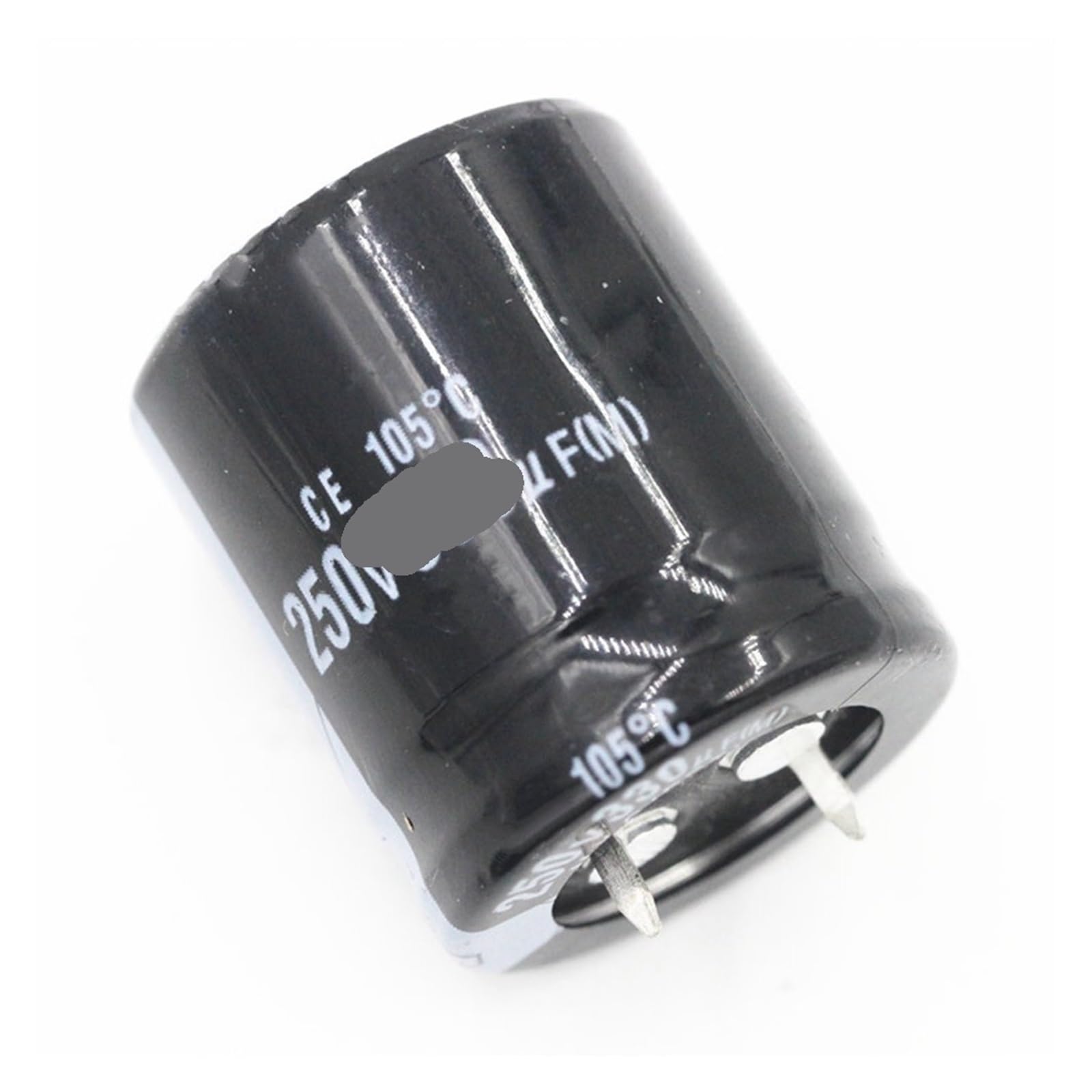 Condensador electrolítico 330 uF con resistencia de 250V y tamaño cilíndrico de 22x30mm