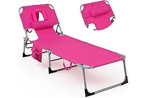 Goplus Hot Pink Premium Beach Chair
