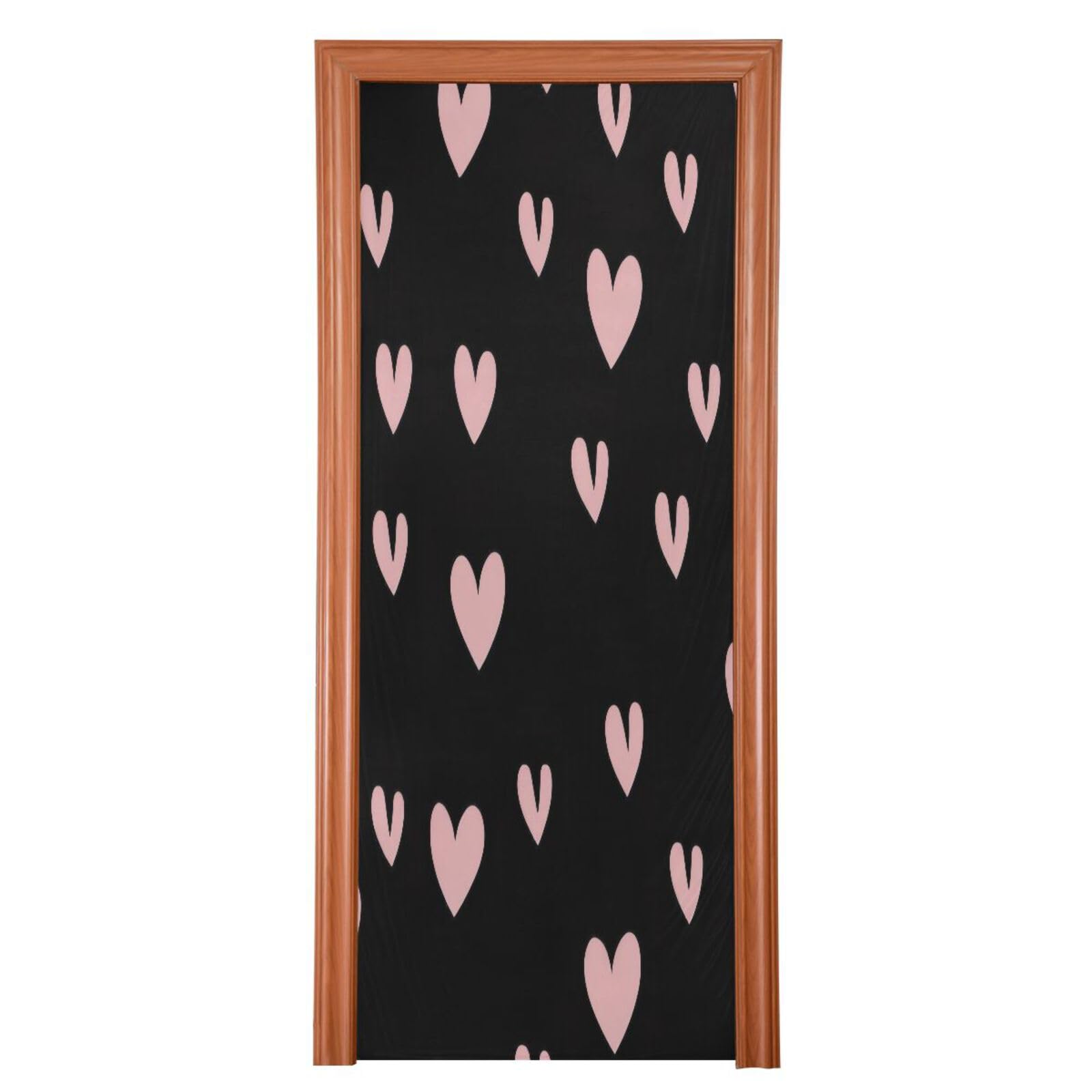 FLildon Hearts Black Valentine's Day Door Cover Decoration, Party Accessory Porch Decor for Festive Ornament Room Door Covers 32 x 79 Inch