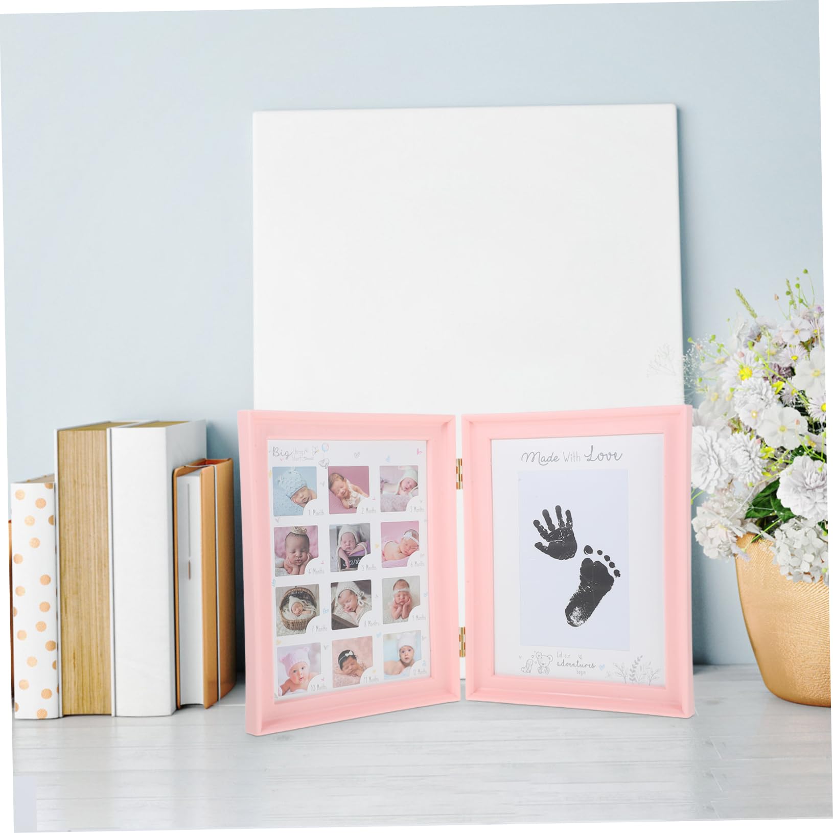 Alipis First Year Photo Frame Handprint Footprint Keepsake Decor for Newborns for Nursery Display Soft Frame for Cherishing Milestones