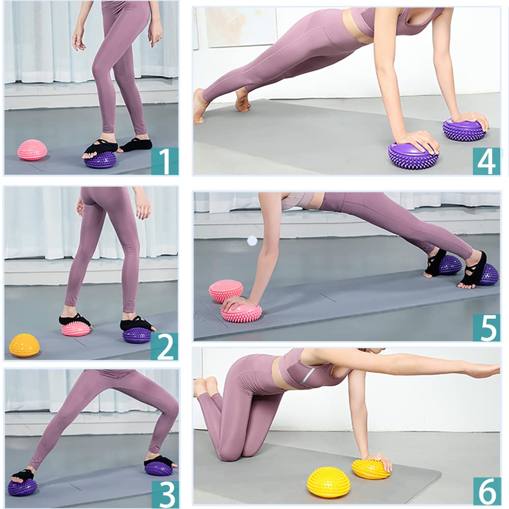 2er-Set Therapie Balance Igel, Balance-Igel Set, Fitness Halbkugel mit Luftpumpe Trittstein für Kinder & Erwachsene, Versch Balanceübungen I 8cm Groß