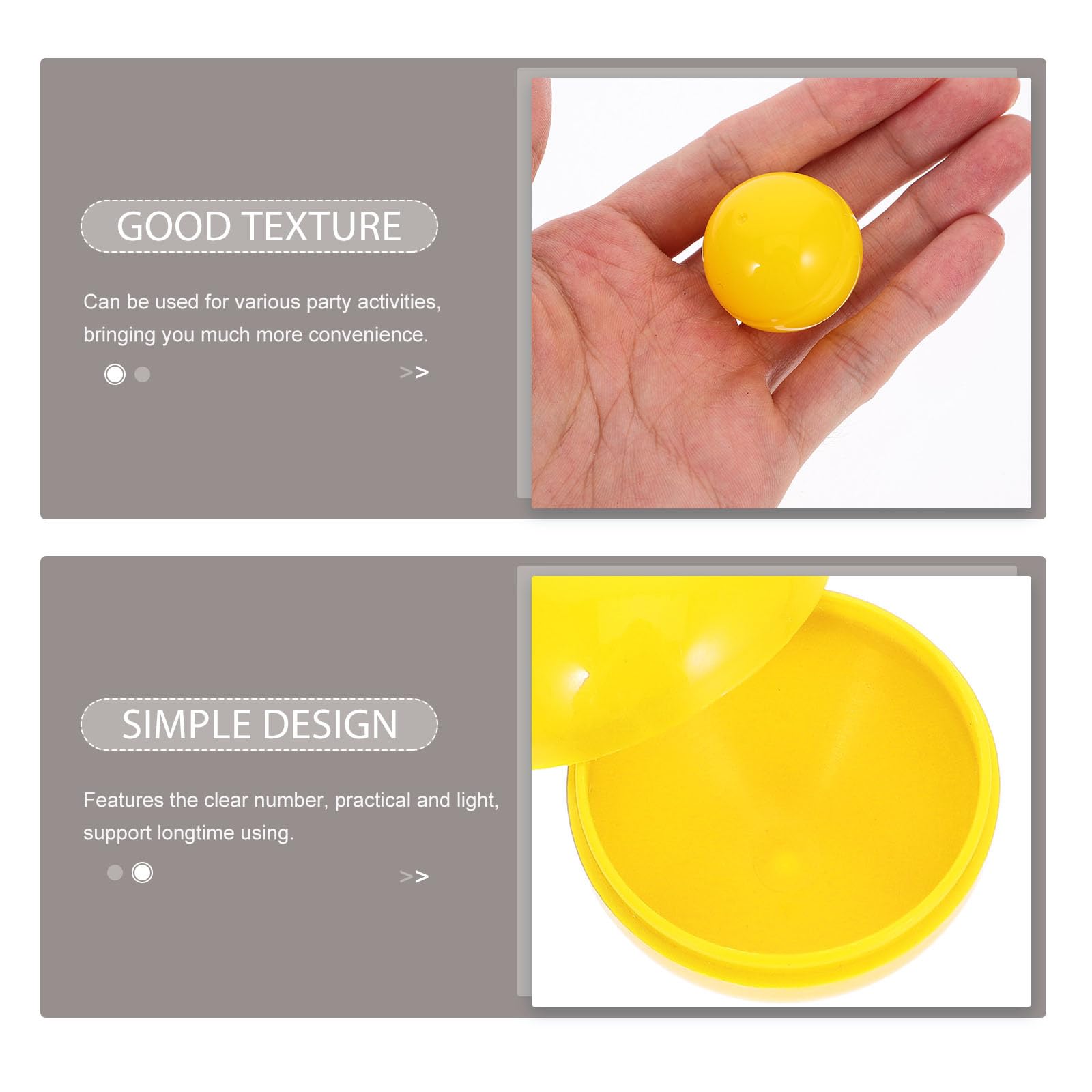 Amosfun 50 StüCk 3cm Gelbe -Kugeln - ÖFfnende Pvc-Kapseln FüR Tombola, Partyspiele Und Bastelprojekte