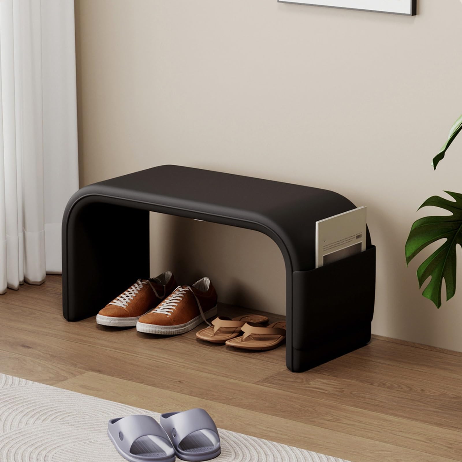 Banc de rangement de pied de lit en similicuir 80x25x42cm