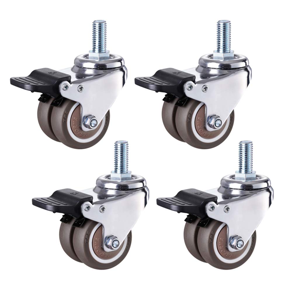 Roulettes pivotantes Robustes 50mm doubles en caoutchouc TPE avec boulons M12