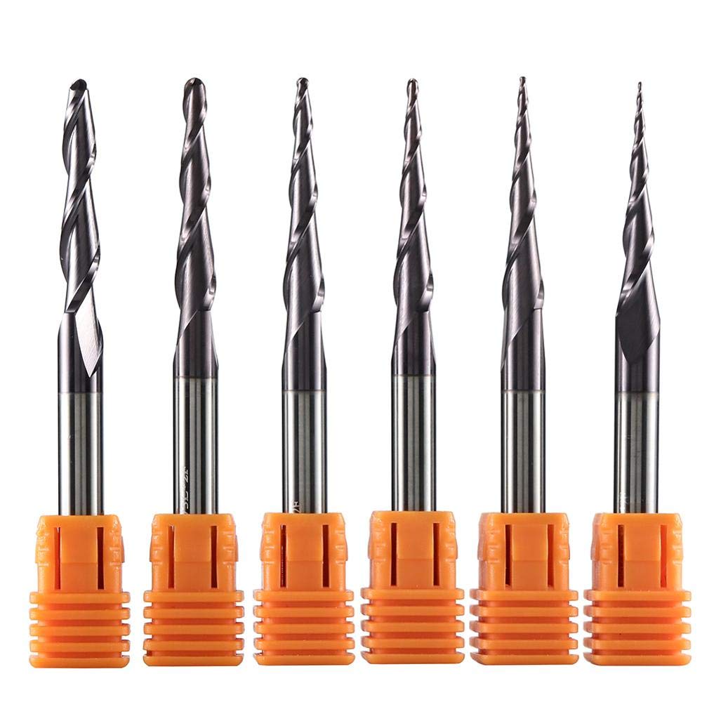 Fresa conica a testa sferica, Fresa conica a punta sferica R0.25-R2 3.175-8mm Carburo TiAlN 2 scanalature(R2.0-47-D8-100)