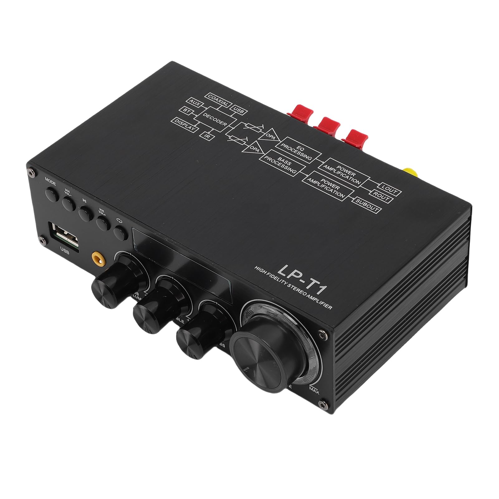 Jectse 5.1 HIFI Cyfrowy Odbiornik Wzmacniacza Subwoofera z Zdalnym Sterowaniem, Wzmacniacz Stereo 2.1 Kanału do Kina Domowego, z USB, Aux, Cyfrowe Wejście Koncentryczne (wtyczka UE)
