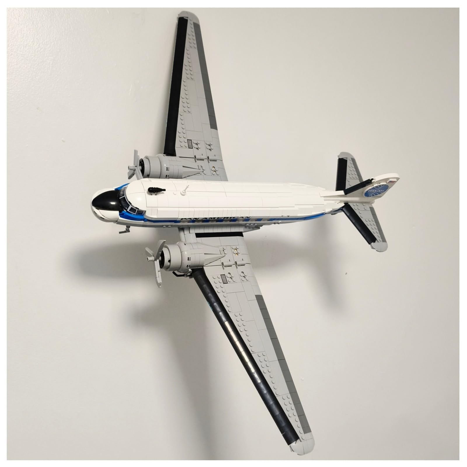 Horizontal Wall Mount Compatible with Lego Icons Douglas DC-3 PAN AM 11378 | Display Your Model securely | Heavy Duty Stainless Steel | Model NOT Included