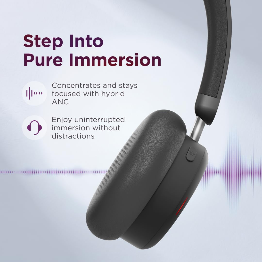 Lenovo 6550 - Headset - On-Ear - Bluetooth - kabellos - aktive Rauschunterdrückung - Schwarz - Zertifiziert für Microsoft Teams