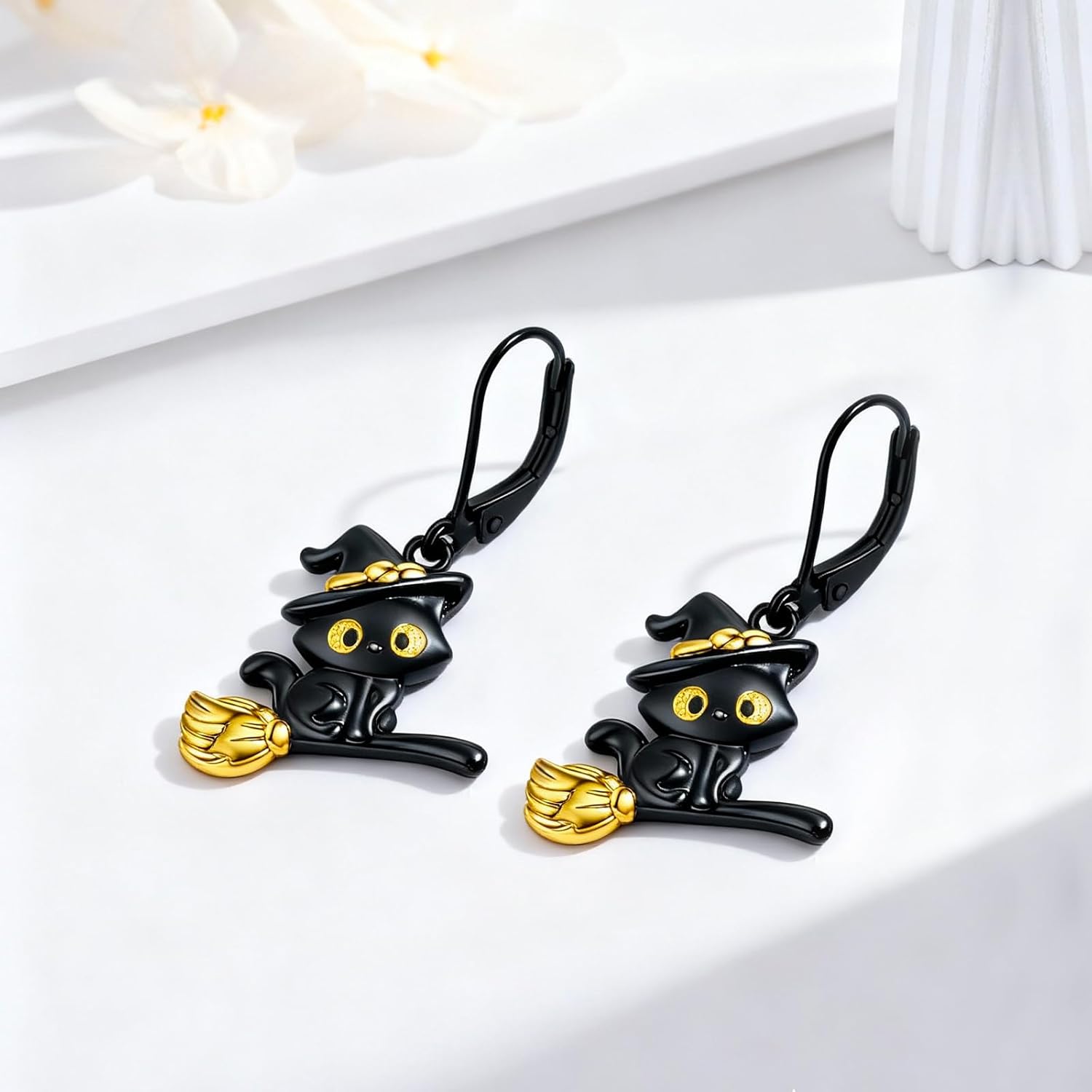 Black Cat Earrings for Women 925 Sterling Silver Halloween Cat Earrings Christmas Jewelry Animal Gifts - Image 5