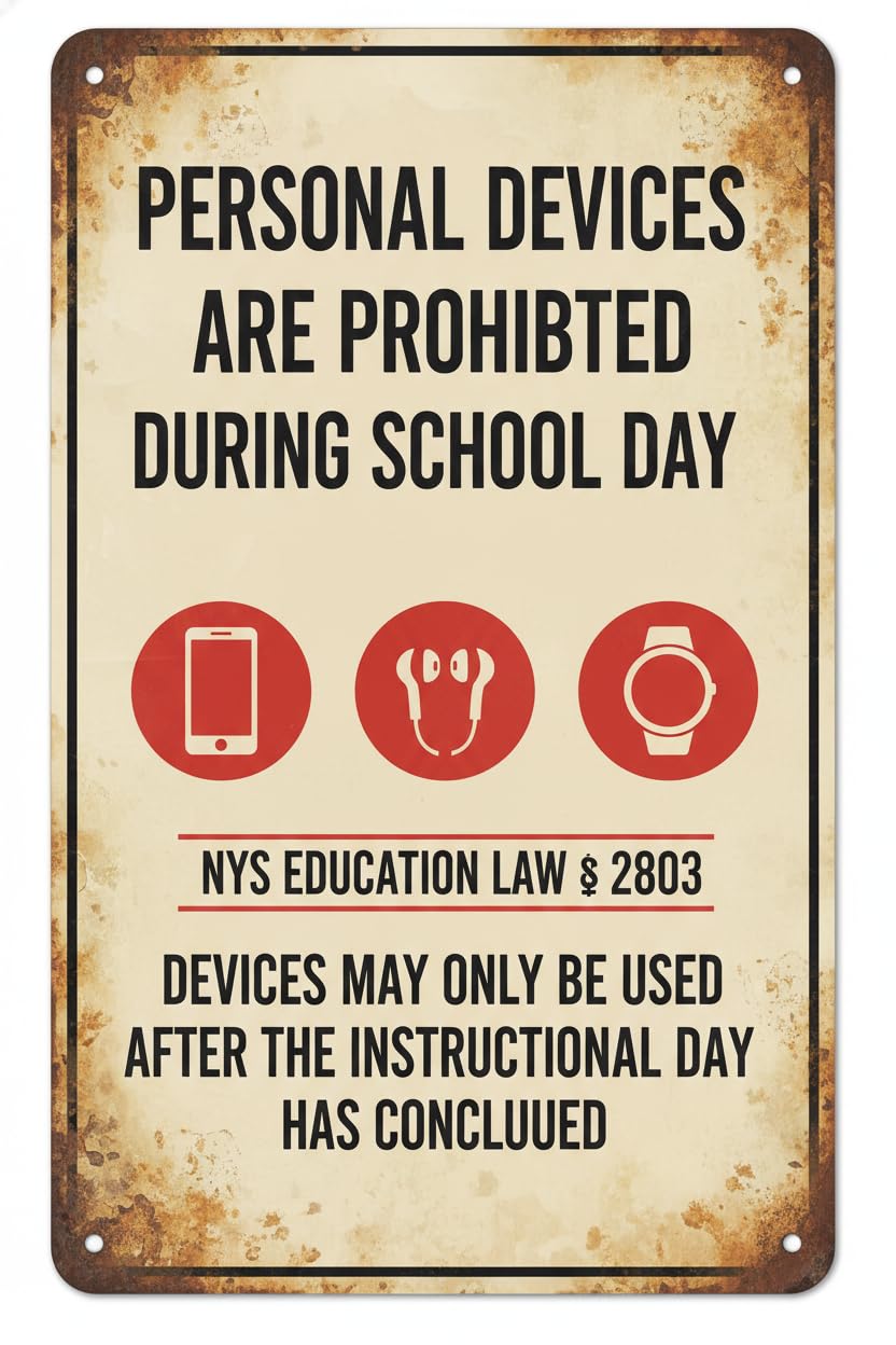 Wall Decor Personal Devices Prohibited - School Sign Metal Sign 8 X 12 Inches Clear Signage For S, Fences Vintage Signs Aluminum Plates Printed