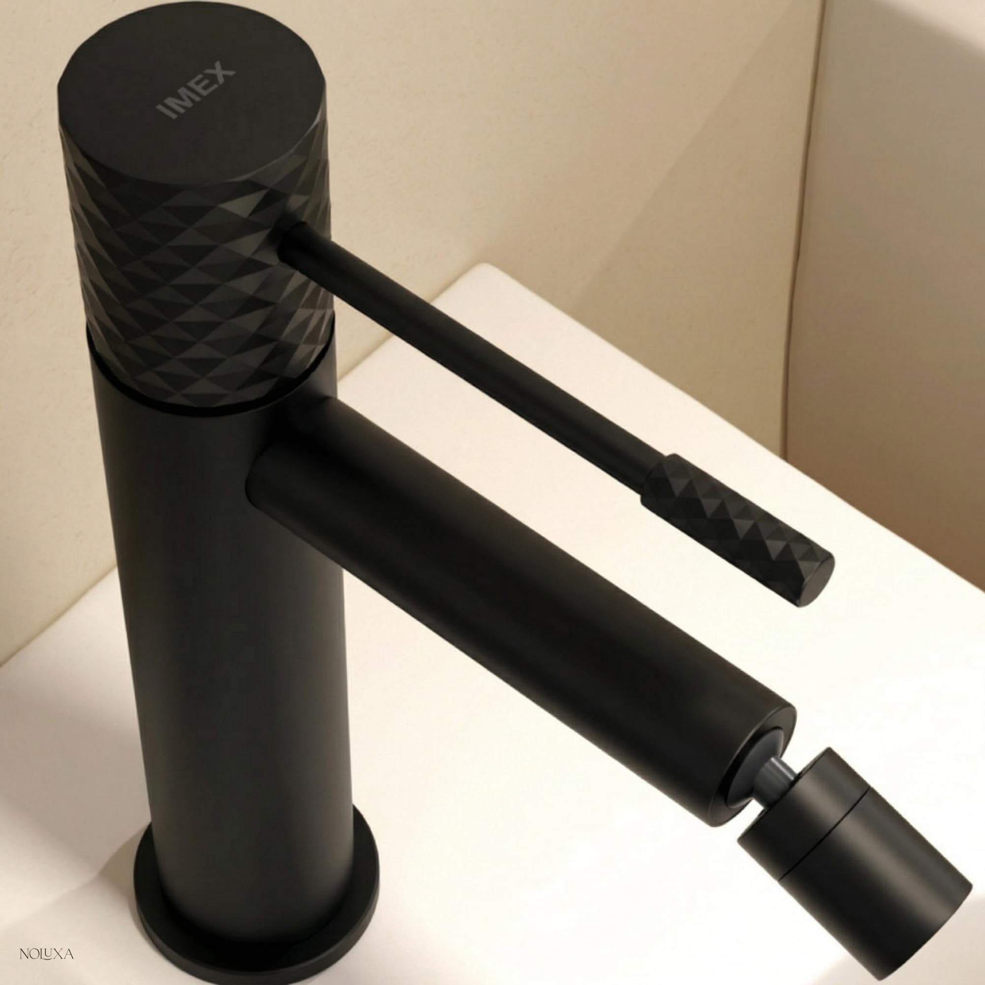 IMEX kran bidetowy, bateria bidetowa, bateria bidetowa, bateria bidetowa z mieszaczem ciepłej i zimnej wody, bateria Bidet, łatwa instalacja, seria Genua, czarny matowy