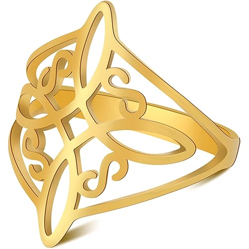 TEAMER Witches Knot Ring - Stainless Steel Celtic Amulet Vintage Jewelry For Women