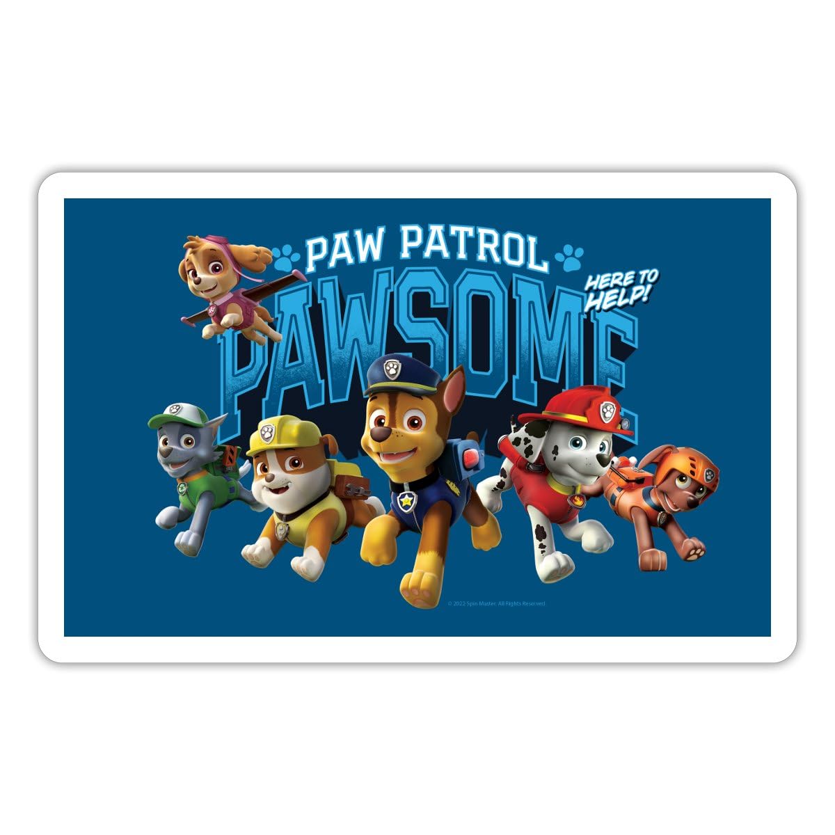 Spreadshirt Paw Patrol Pawsome Blue Sticker Size S (10 x 10 cm), 10 x 10 cm, White Matte