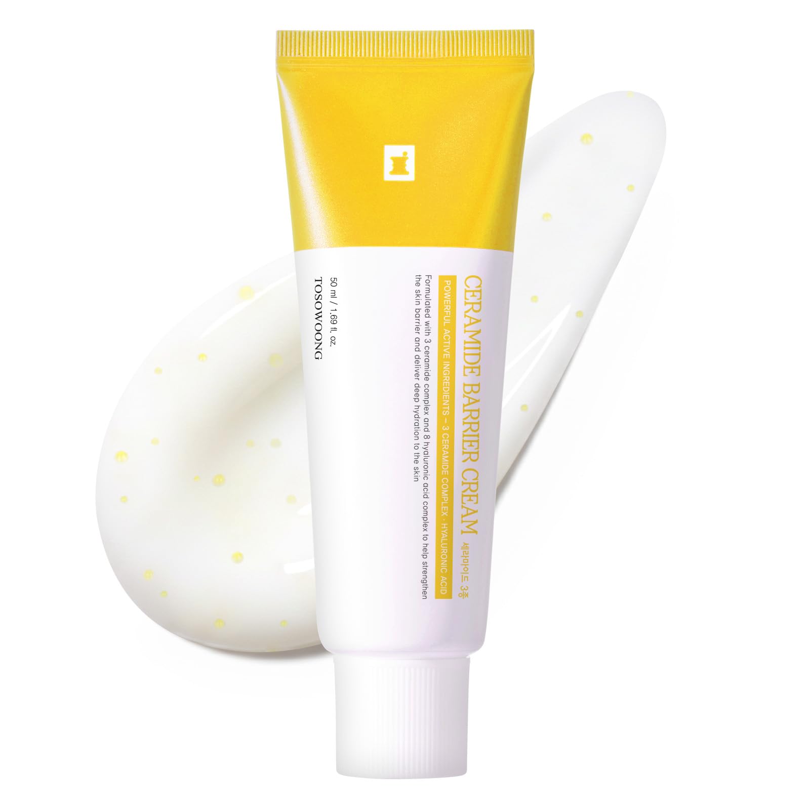 TOSOWOONG Ceramide Barrier Cream for Dry & Sensitive Skin, Hydrating, Dewy | 3-Type Ceramide Complex, Soothing, Redness, Relief, Moisturizer, Nourishing, Barrier Repair, Korean Skincare, 1.69 fl oz