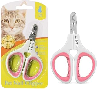OneCut Pet Nail Clippers for Cats, Kittens, Small Dogs & Rabbits - Sharp Stainless Steel, Safe Professional Claw Trimmers (Pink)